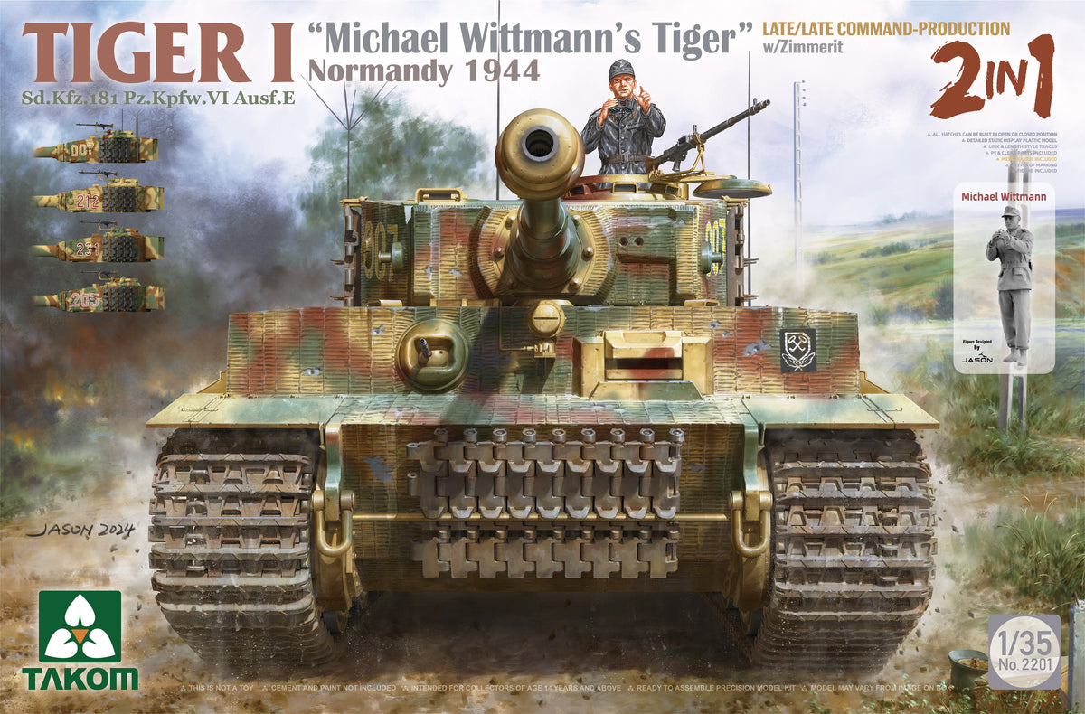 1/35 Tiger I Sd.Kfz.181 Pz.Kpfw.VI Ausf.E Michael Wittmann's Tiger" Normandy 1944 Late/Late Command-Prod. w/Zimmerit) - Hobby Sense