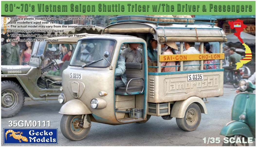 1/35 60'~70's Saigon Shuttle Motor-Tricycle w/The Driver & Passengers - Hobby Sense