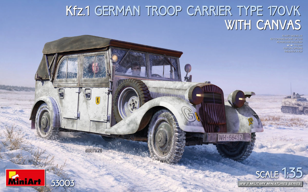 Miniart 1/35 Kfz.1 German Troop Carrier Type 170VK with Canvas