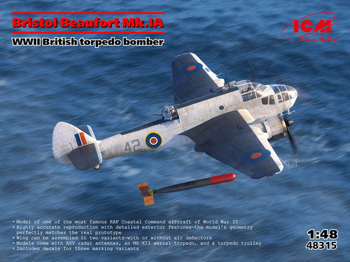 1/48 Bristol Beaufort Mk.IA, WWII British Torpedo Bomber - Hobby Sense
