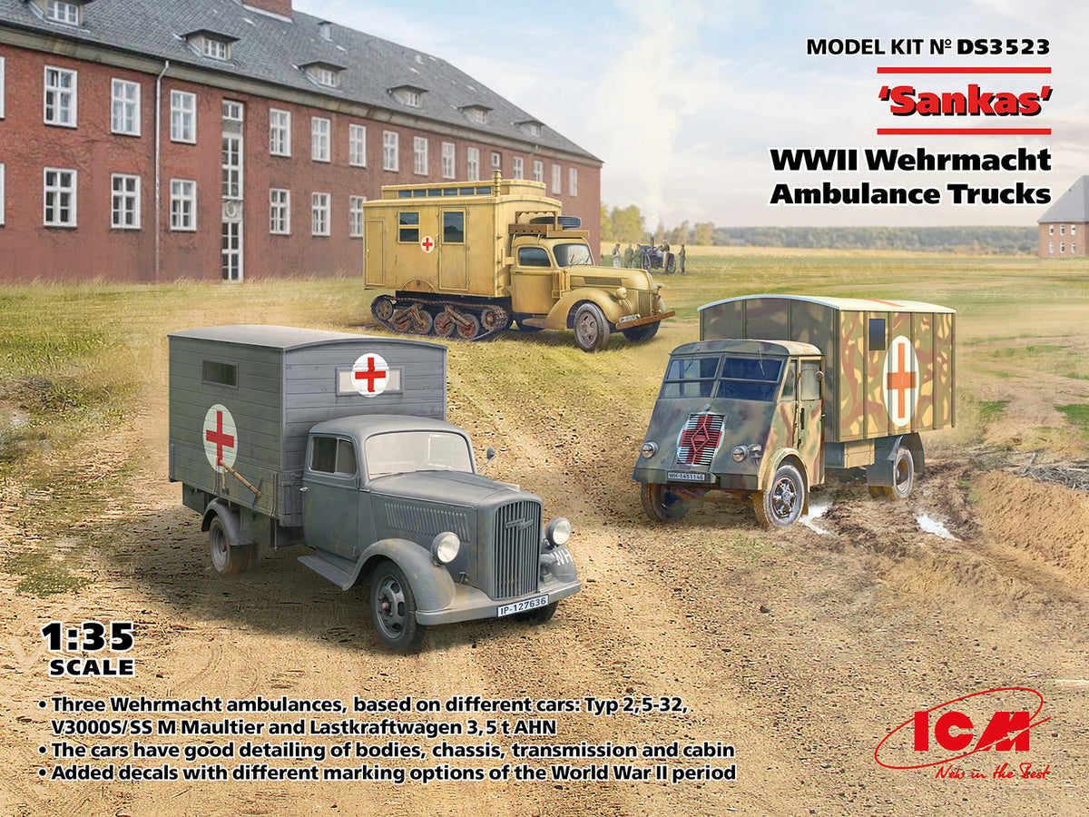 1/35 'Sankas' WWII Wehrmacht Ambulance Trucks - Hobby Sense