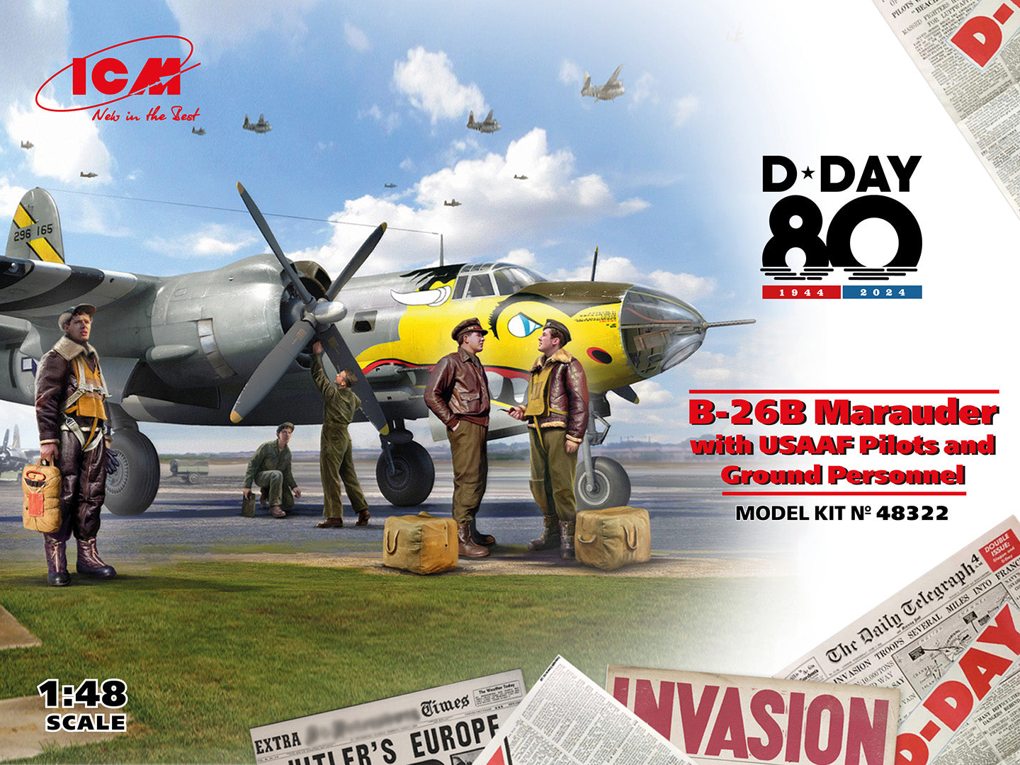 1/48 B26B Marauder with USAAF Pilots and Ground Personnel - Hobby Sense