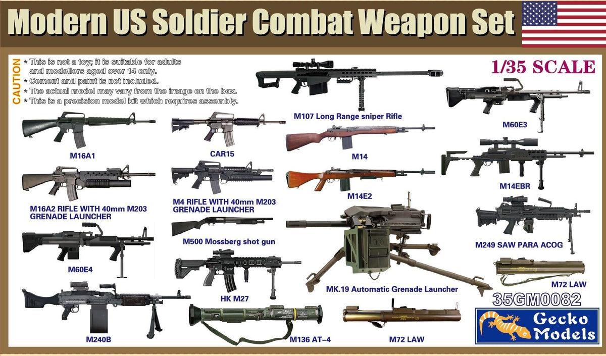 Gecko 1/35 Modern US Soldier Combat Weapon Set - Hobby Sense