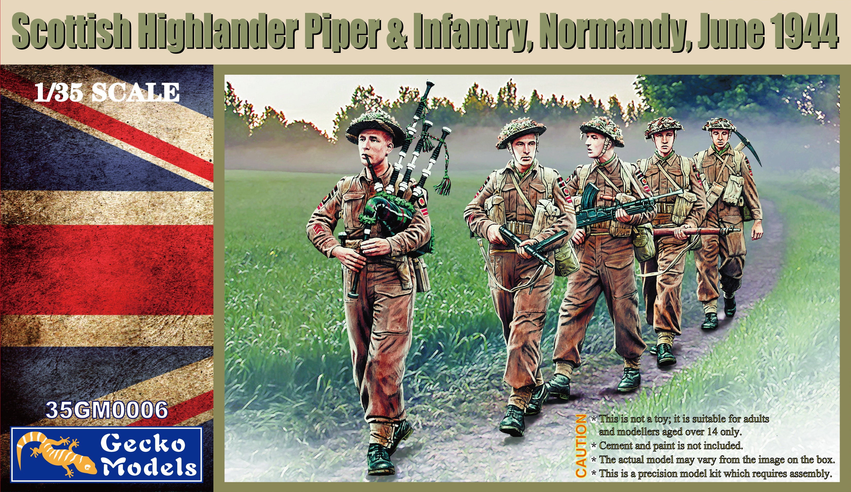 1/35 Scottish Highlander Piper & Infantry Normandy, June 1944 - Hobby Sense