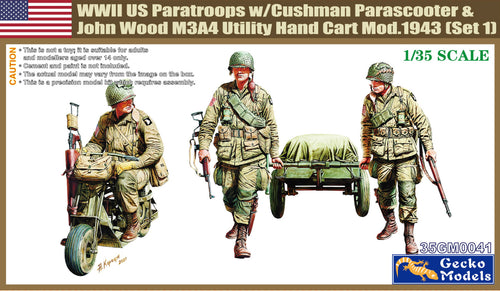 1/35 M53 Scooter Cushman w/John Wood M3A4 Utility Hand Cart Mod.1943 & US Paratroops (Set 1)