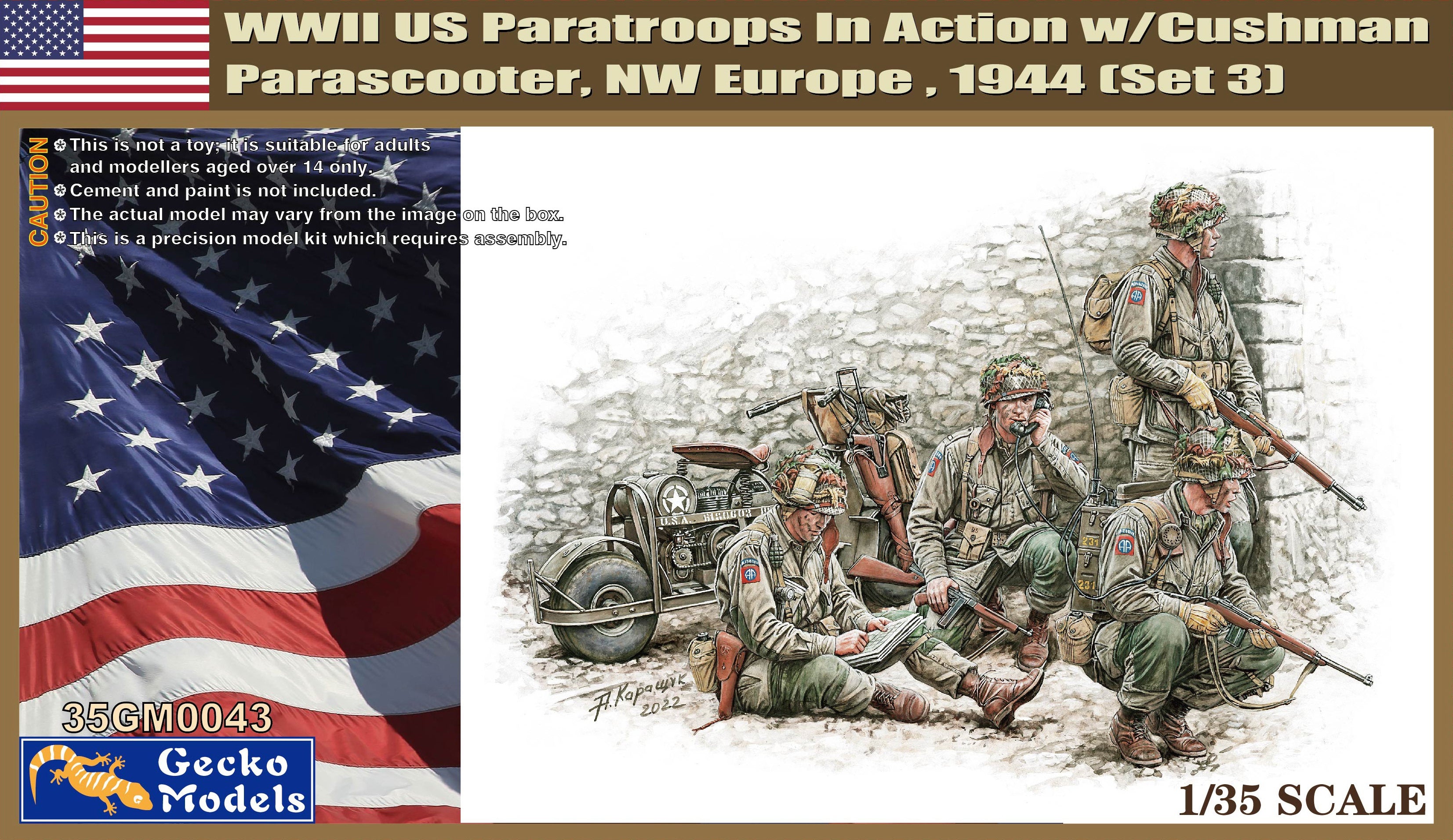 1/35 WWII US Paratroops in Action w/Cushman Parascooter NW Europe, 1944 (Set 3) - Hobby Sense