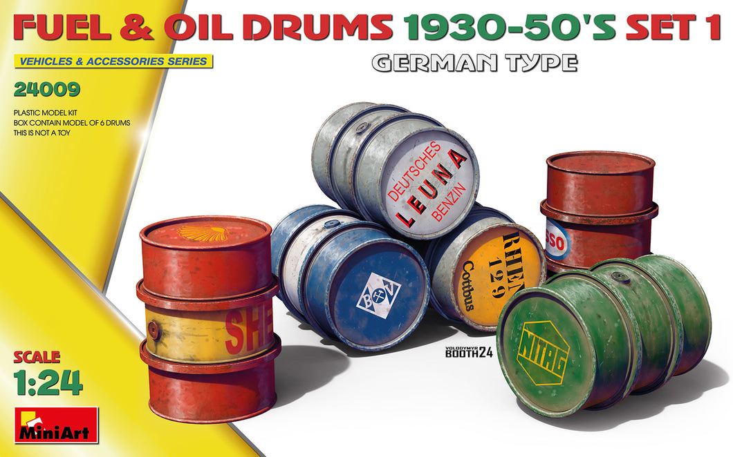 1/24 Fuel & Oil Drums 1930-50’S Set 1. German Type