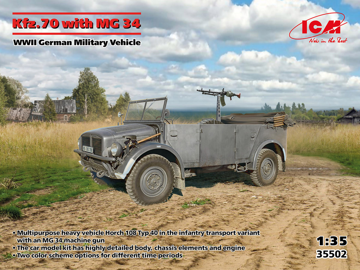 1/35 Kfz.70 with MG 34, WWII German Military Vehicle - Hobby Sense