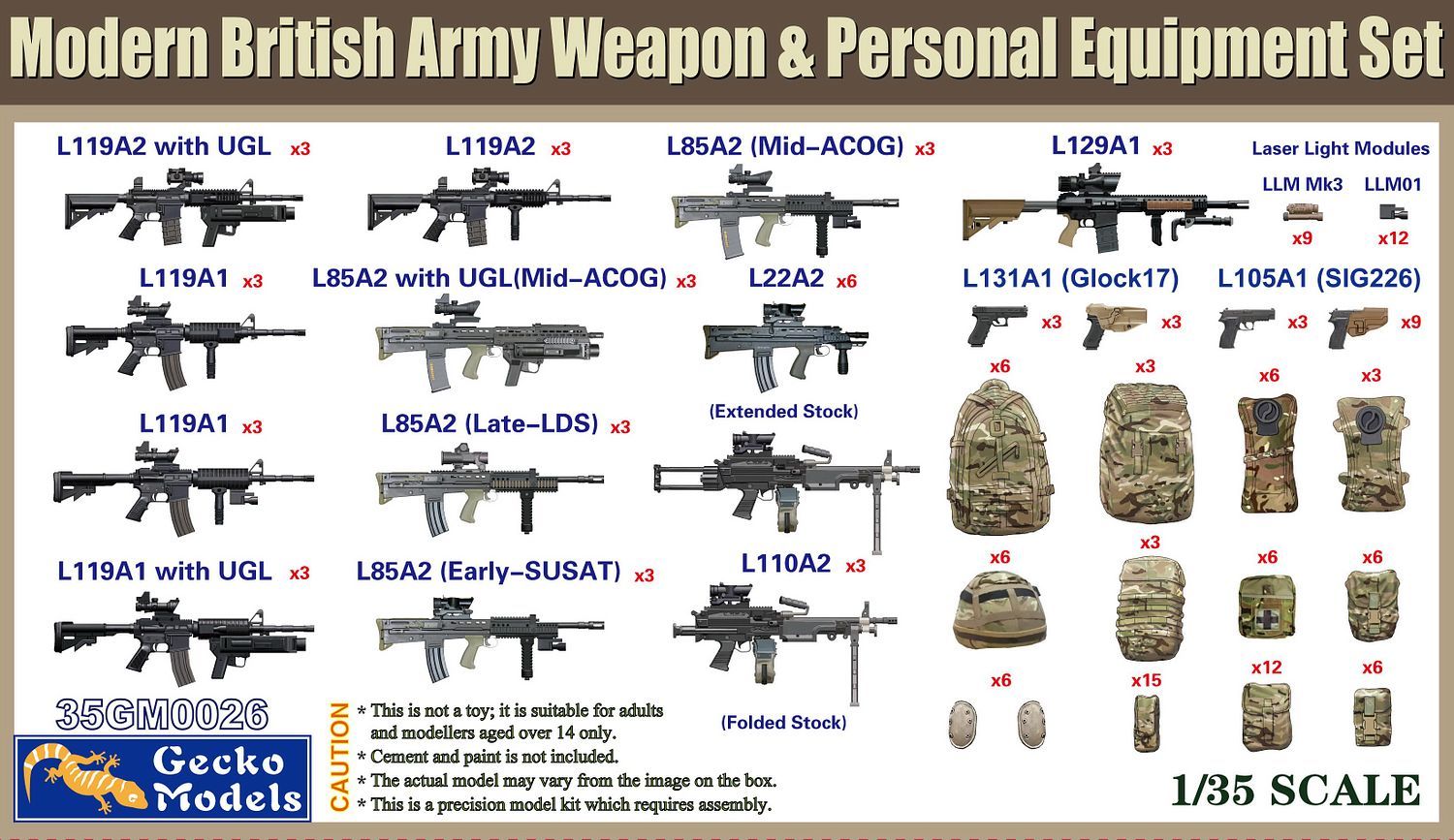Gecko 1/35 British Army Weapon & Personal Equipment Set - Hobby Sense