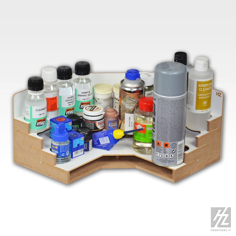 HobbyZone Modular Workshop System Corner Bottles Module with Three Shelves - Hobby Sense