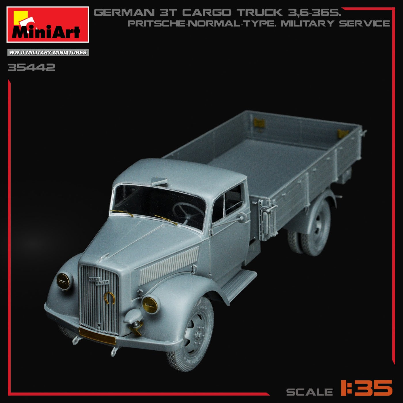 1/35 German 3T Cargo Truck 3,6-36S. Pritsche-Normal-Type. Military Service - Hobby Sense