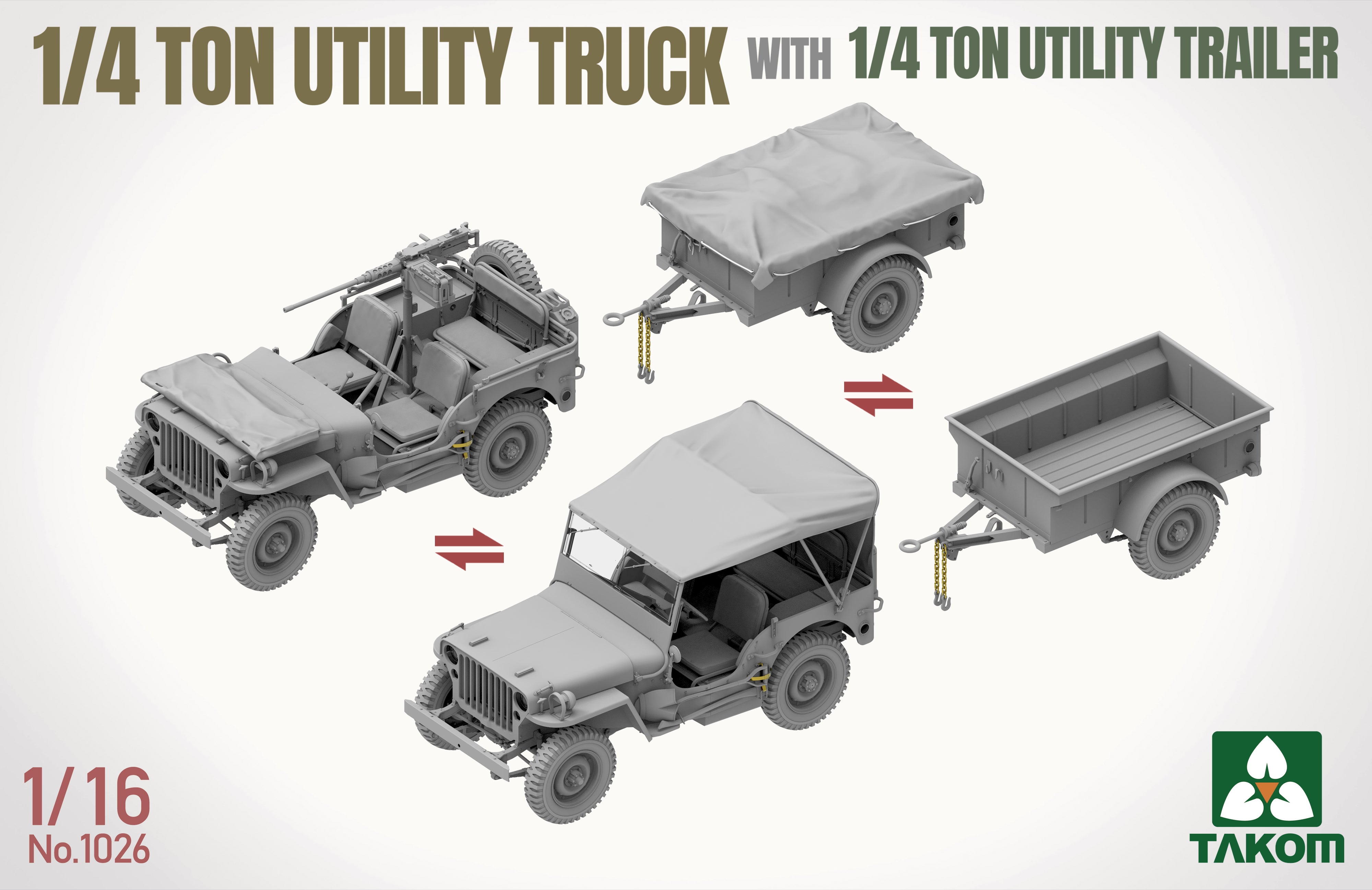 Takom 1/16 1/4 ton Utility Truck with 1/4 ton Utility trailer