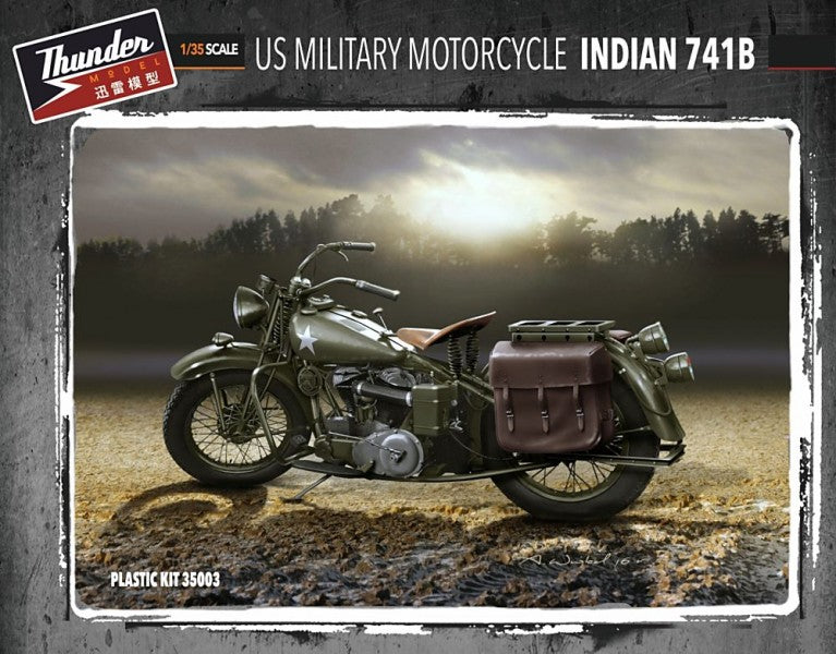 Thunder Model 1/35 US Military Motorcycle Indian 741B (two kits edition)