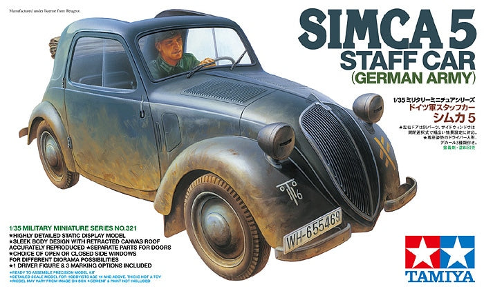 Tamiya 1/35 Simca 5 Staff Car German Army - Hobby Sense