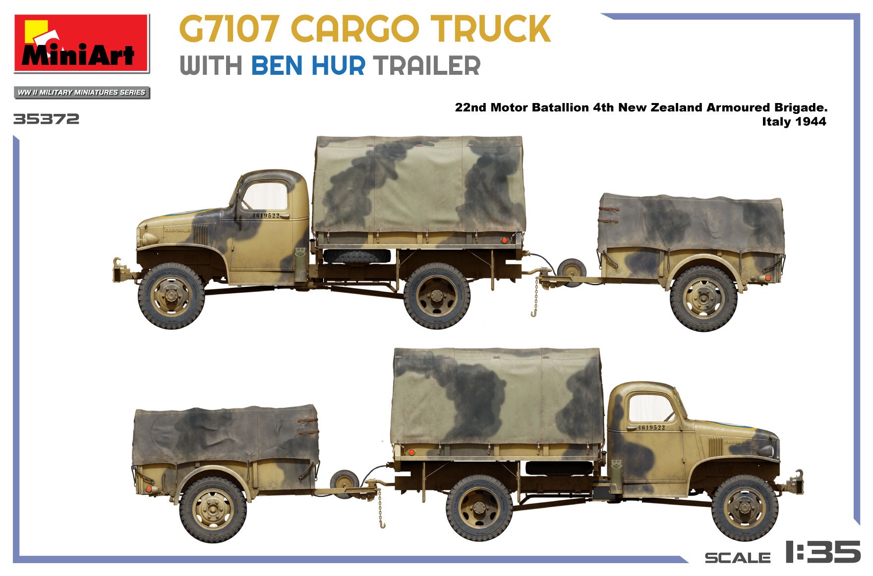 1/35 G7107 1.5 t 4x4 Cargo Truck with Trailer - Hobby Sense