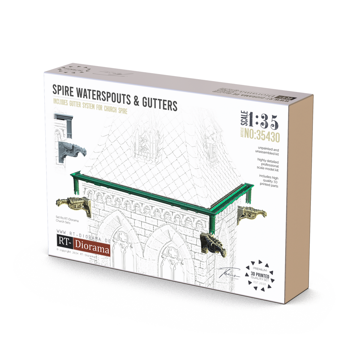 RT Diorama 1/35 Spire Waterspouts & Gutters - Hobby Sense