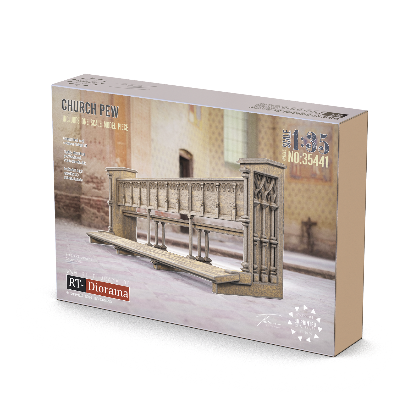 RT Diorama 1/35 Church Pew 96mm - Hobby Sense