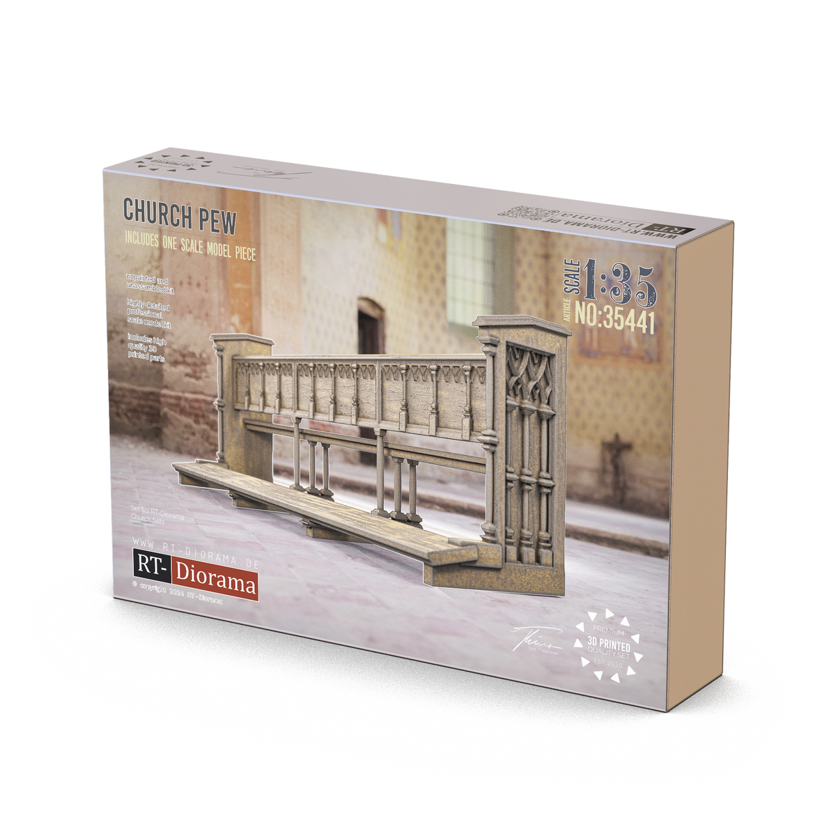 RT Diorama 1/35 Church Pew 96mm - Hobby Sense