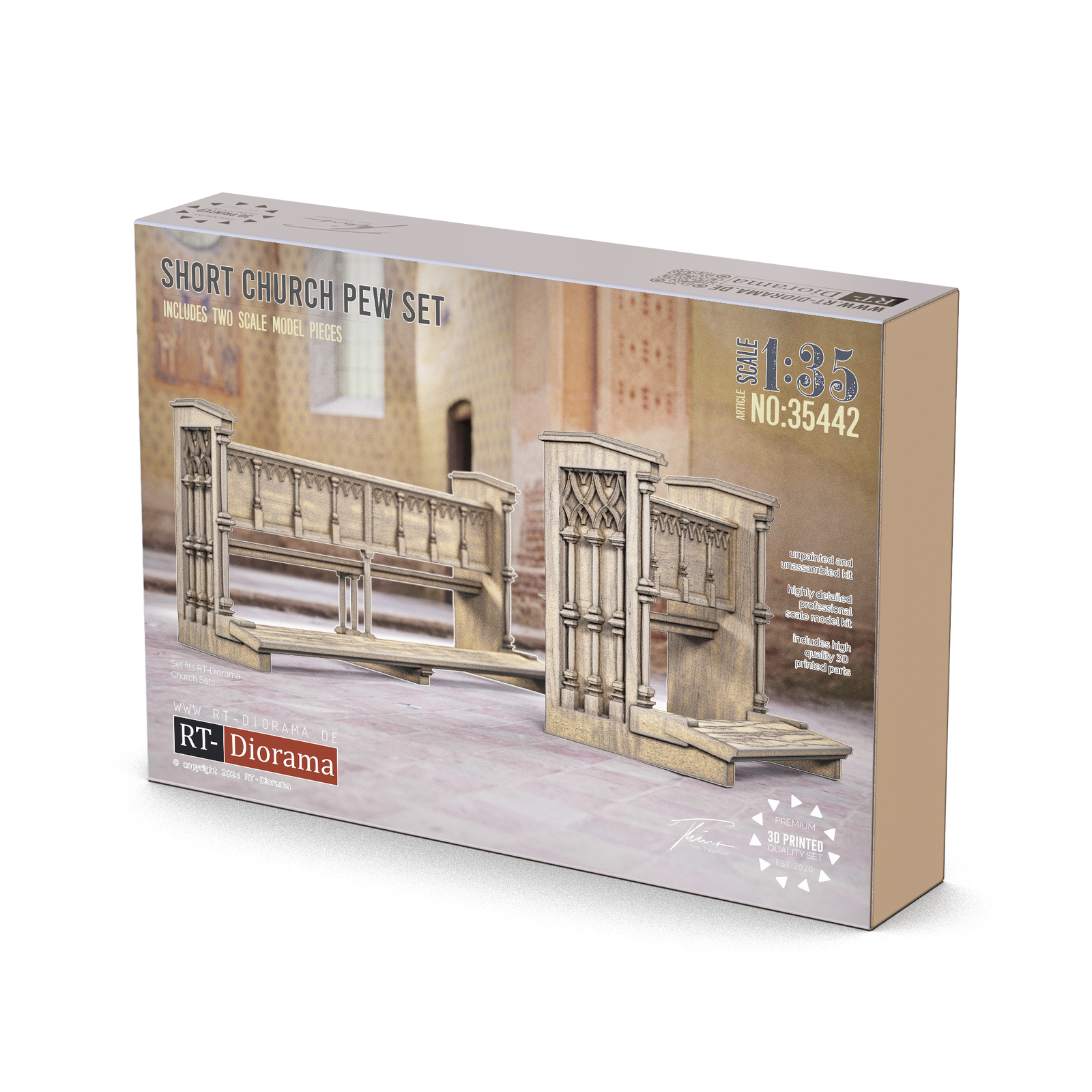 RT Diorama 1/35 Short Church Pew Set - Hobby Sense