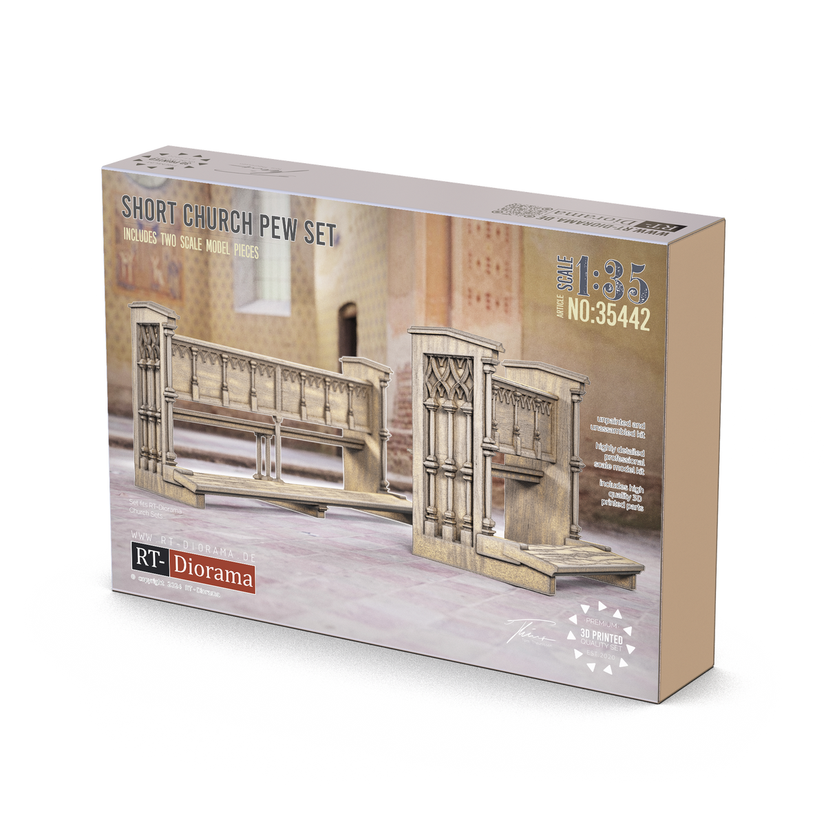 RT Diorama 1/35 Short Church Pew Set - Hobby Sense