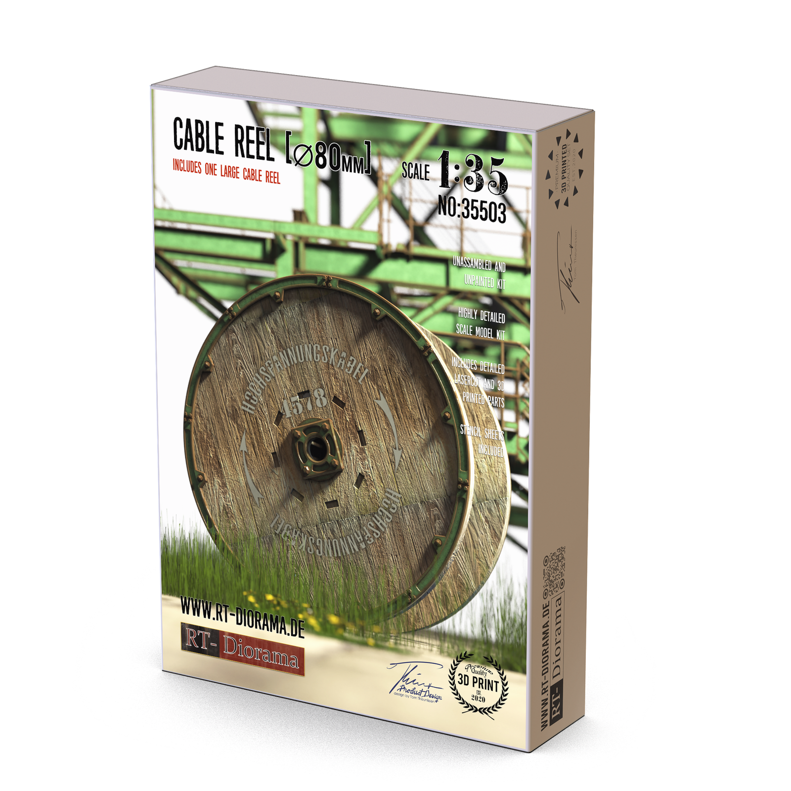 RT Diorama 1/35 Cable Reel Set (1pcs. large ) Ø80mm - Hobby Sense