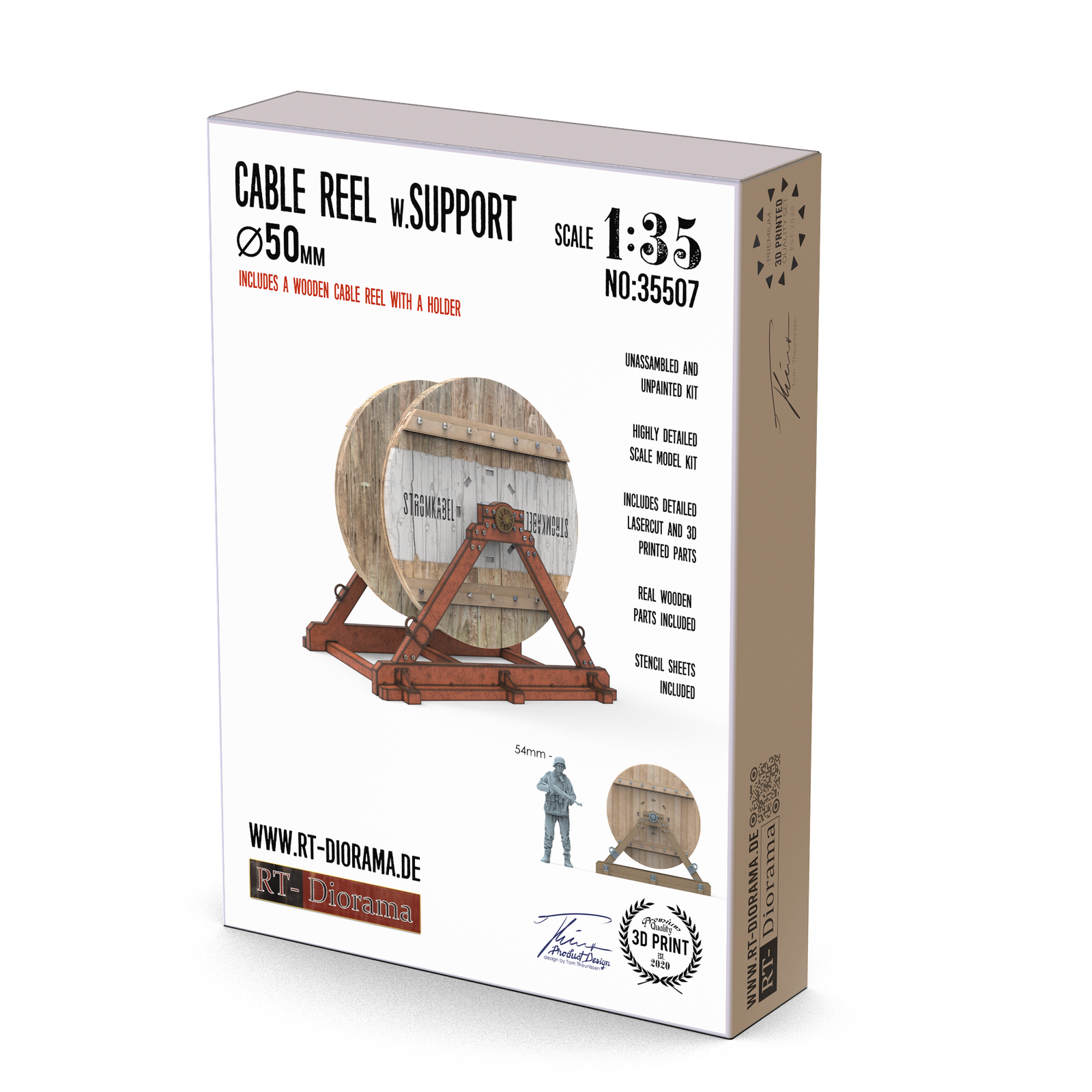 RT Diorama 1/35 Cable Reel w. Support Ø50mm - Hobby Sense