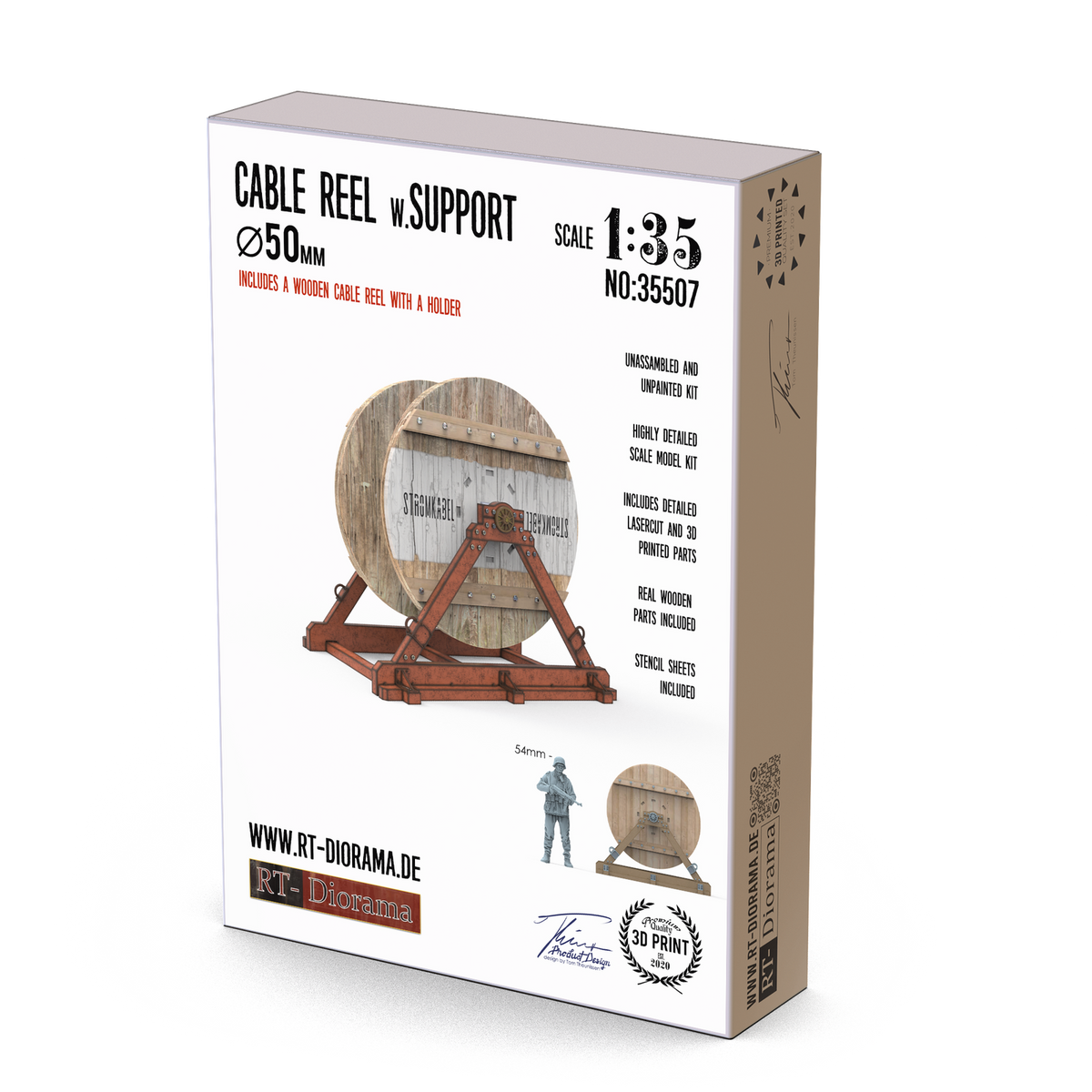 RT Diorama 1/35 Cable Reel w. Support Ø50mm - Hobby Sense