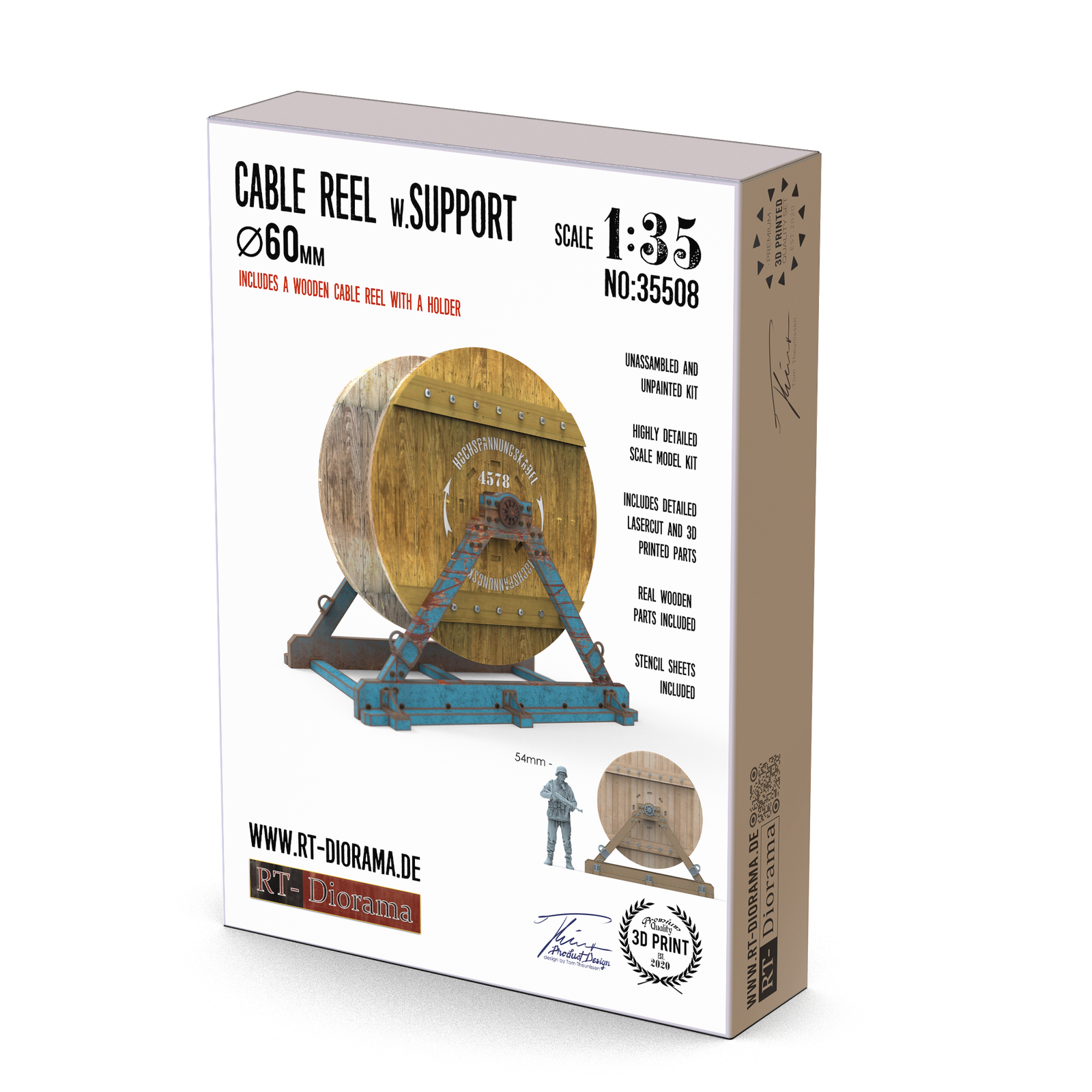 RT Diorama 1/35 Cable Reel w. Support Ø60mm - Hobby Sense