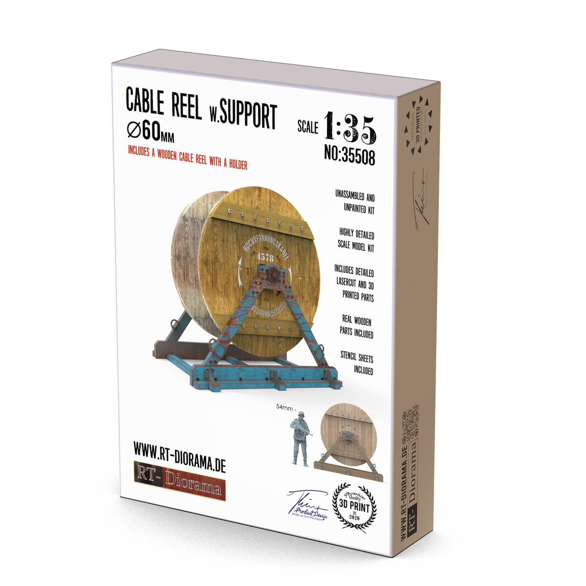 RT Diorama 1/35 Cable Reel w. Support Ø60mm - Hobby Sense