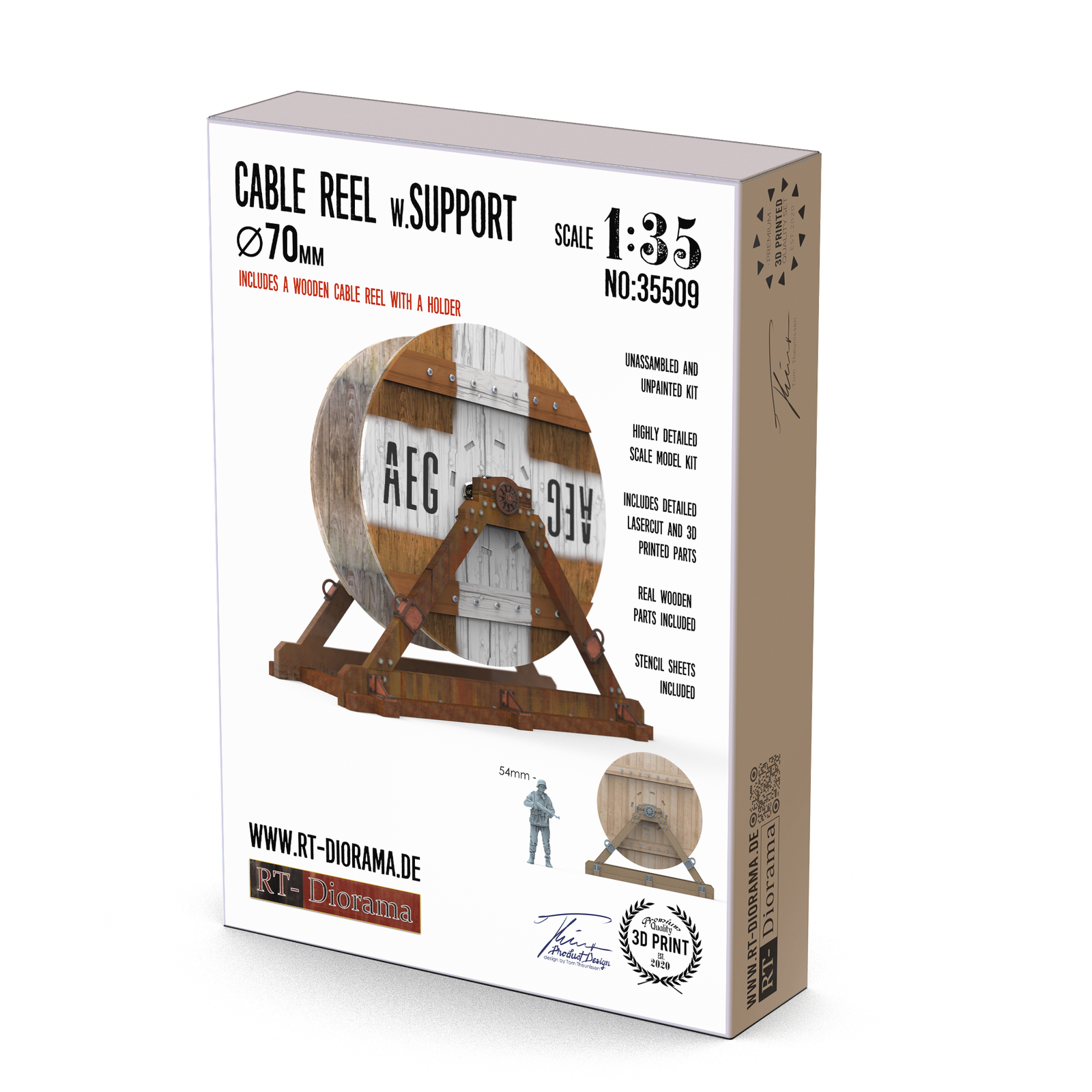 RT Diorama 1/35 Cable Reel w. Support Ø70mm - Hobby Sense
