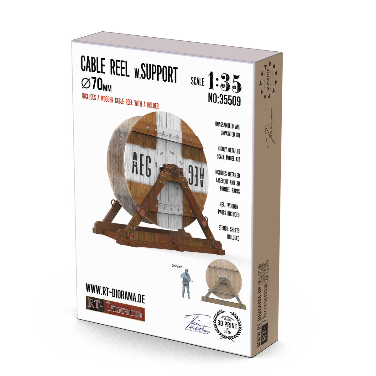 RT Diorama 1/35 Cable Reel w. Support Ø70mm - Hobby Sense
