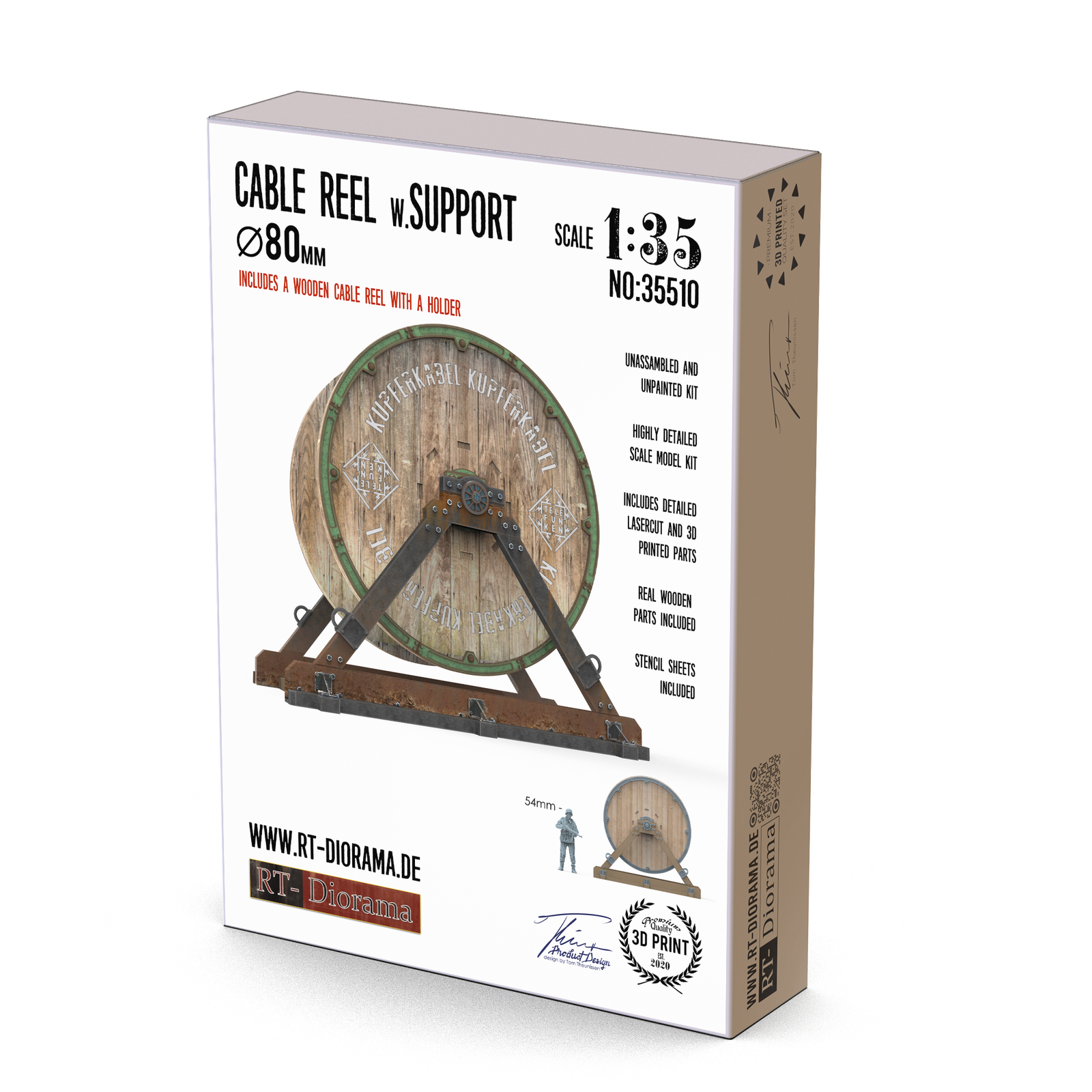 RT Diorama 1/35 Cable Reel w. Support Ø80mm - Hobby Sense