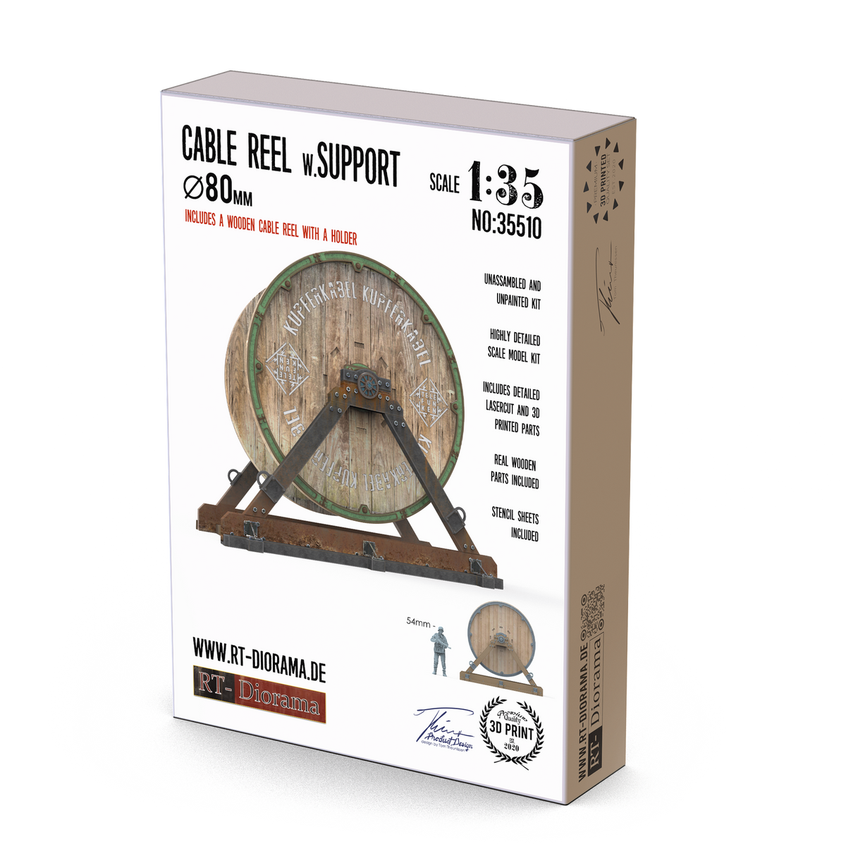 RT Diorama 1/35 Cable Reel w. Support Ø80mm - Hobby Sense