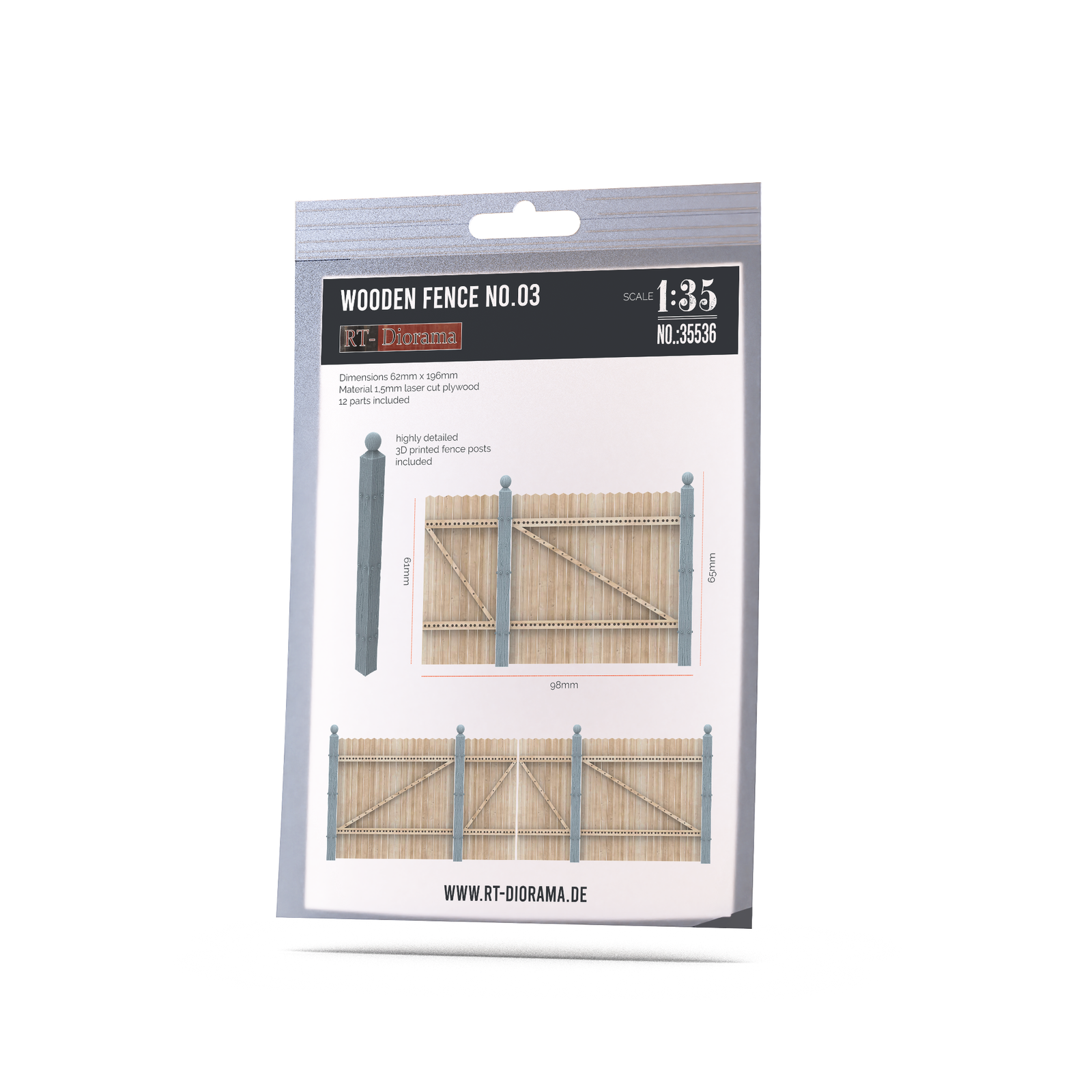 RT Diorama 1/35 Wooden Fence No.3 62mmx196mm - Hobby Sense