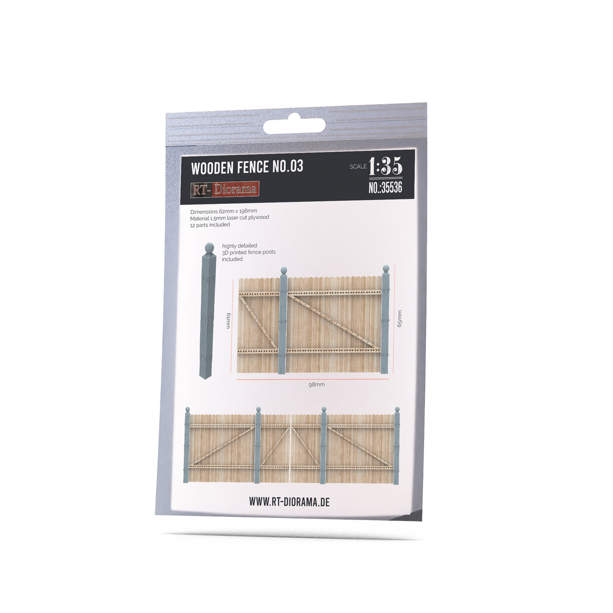 RT Diorama 1/35 Wooden Fence No.3 62mmx196mm - Hobby Sense