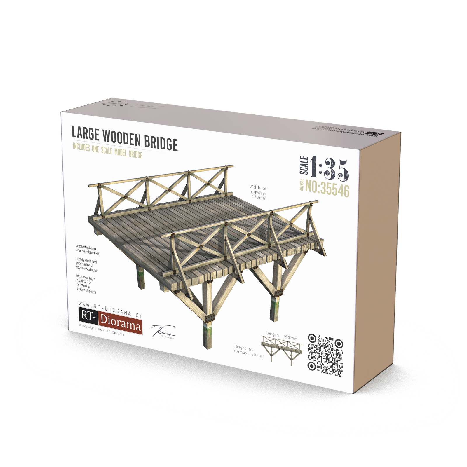 RT Diorama 1/35 Large Wooden Bridge 195mm - Hobby Sense