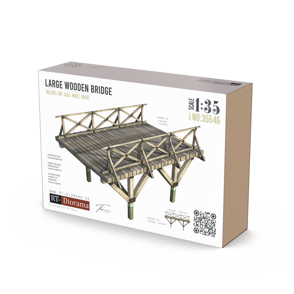 RT Diorama 1/35 Large Wooden Bridge 195mm - Hobby Sense