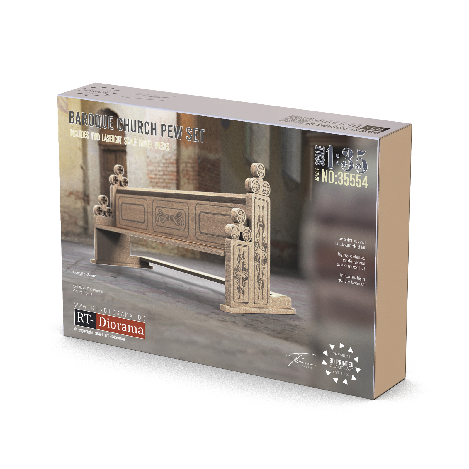 RT Diorama 1/35 Baroque Church Pew Set - Hobby Sense