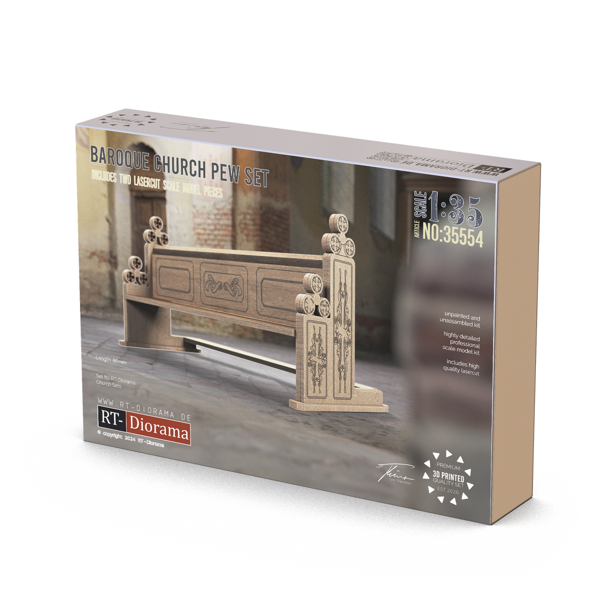 RT Diorama 1/35 Baroque Church Pew Set - Hobby Sense