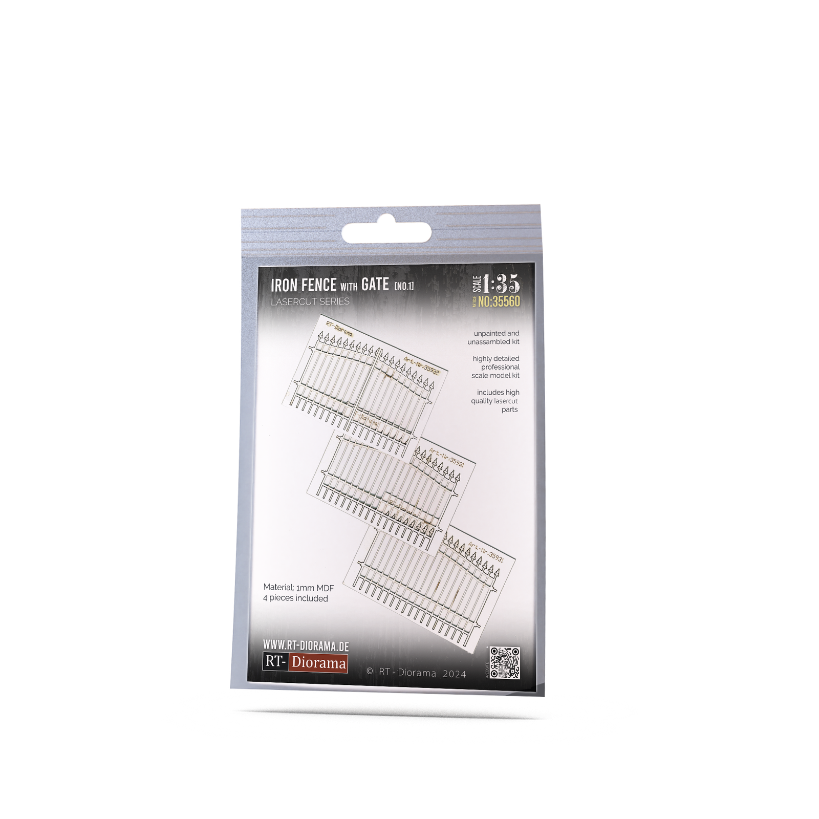 RT Diorama 1/35 Iron Fence w/Gate No.1 (4 pieces) - Hobby Sense