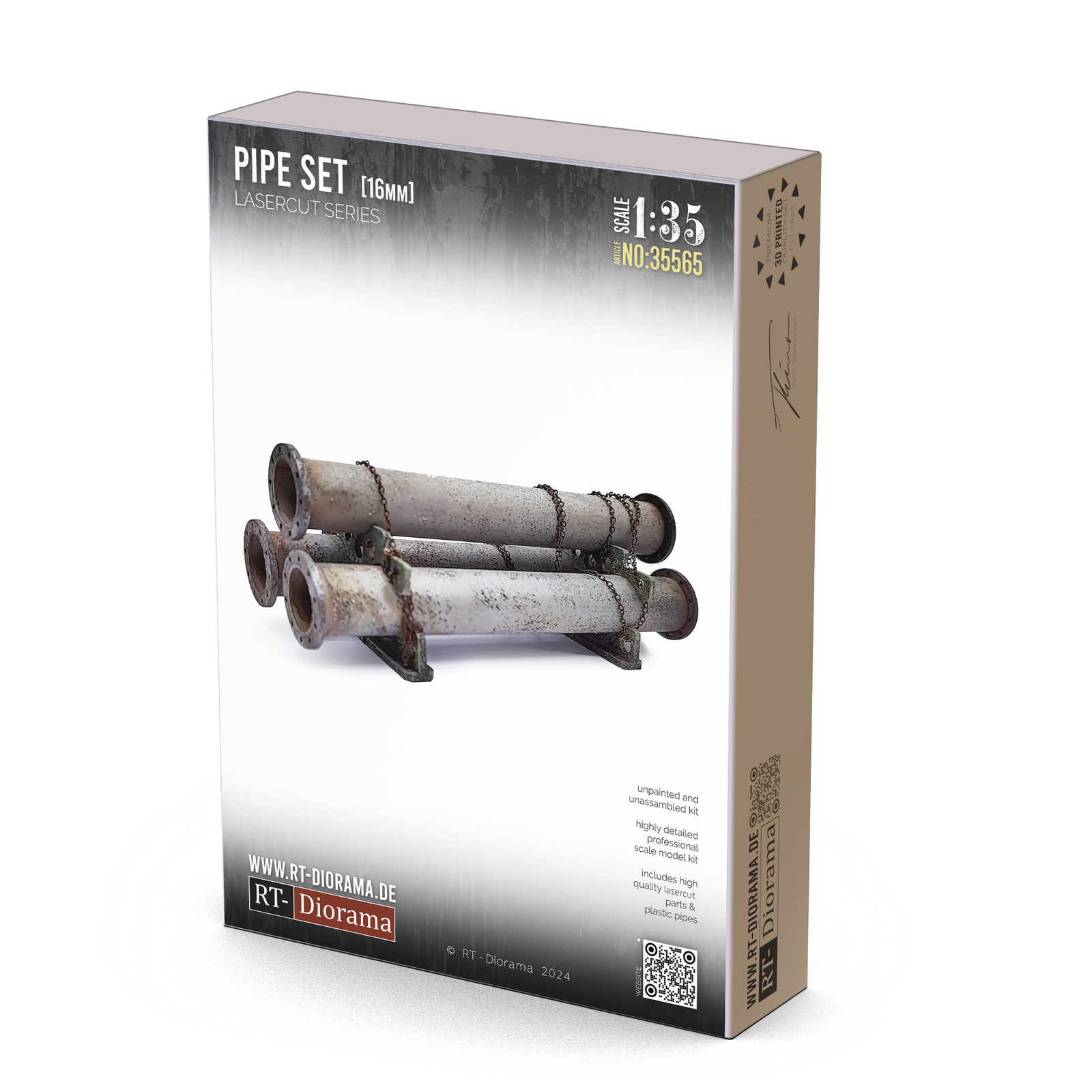 RT Diorama 1/35 Pipe Set 16 mm (3 pipes) - Hobby Sense