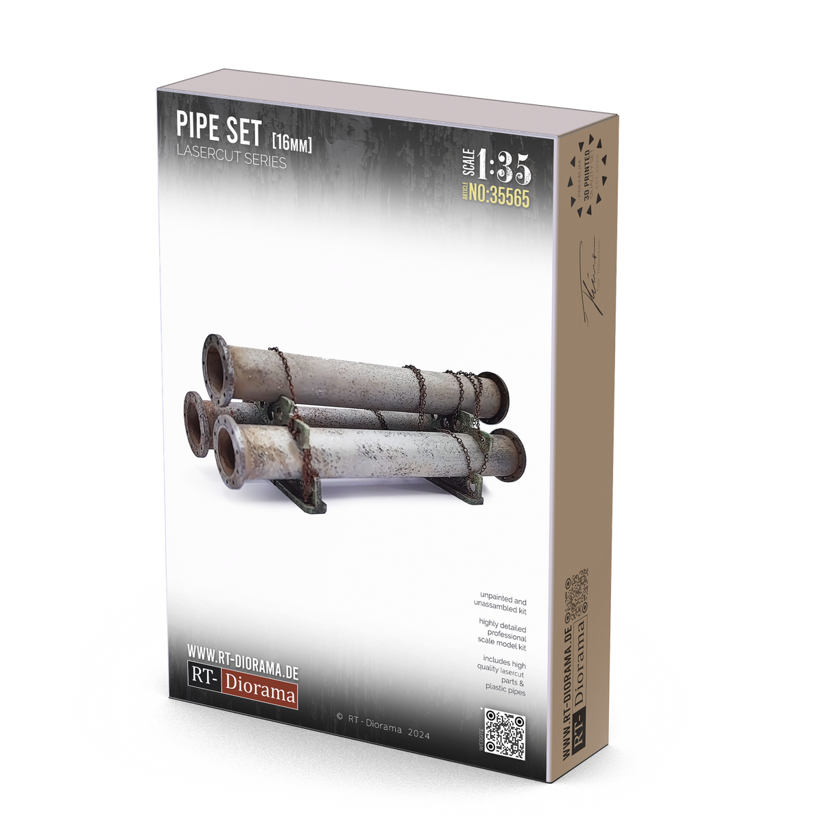 RT Diorama 1/35 Pipe Set 16 mm (3 pipes) - Hobby Sense