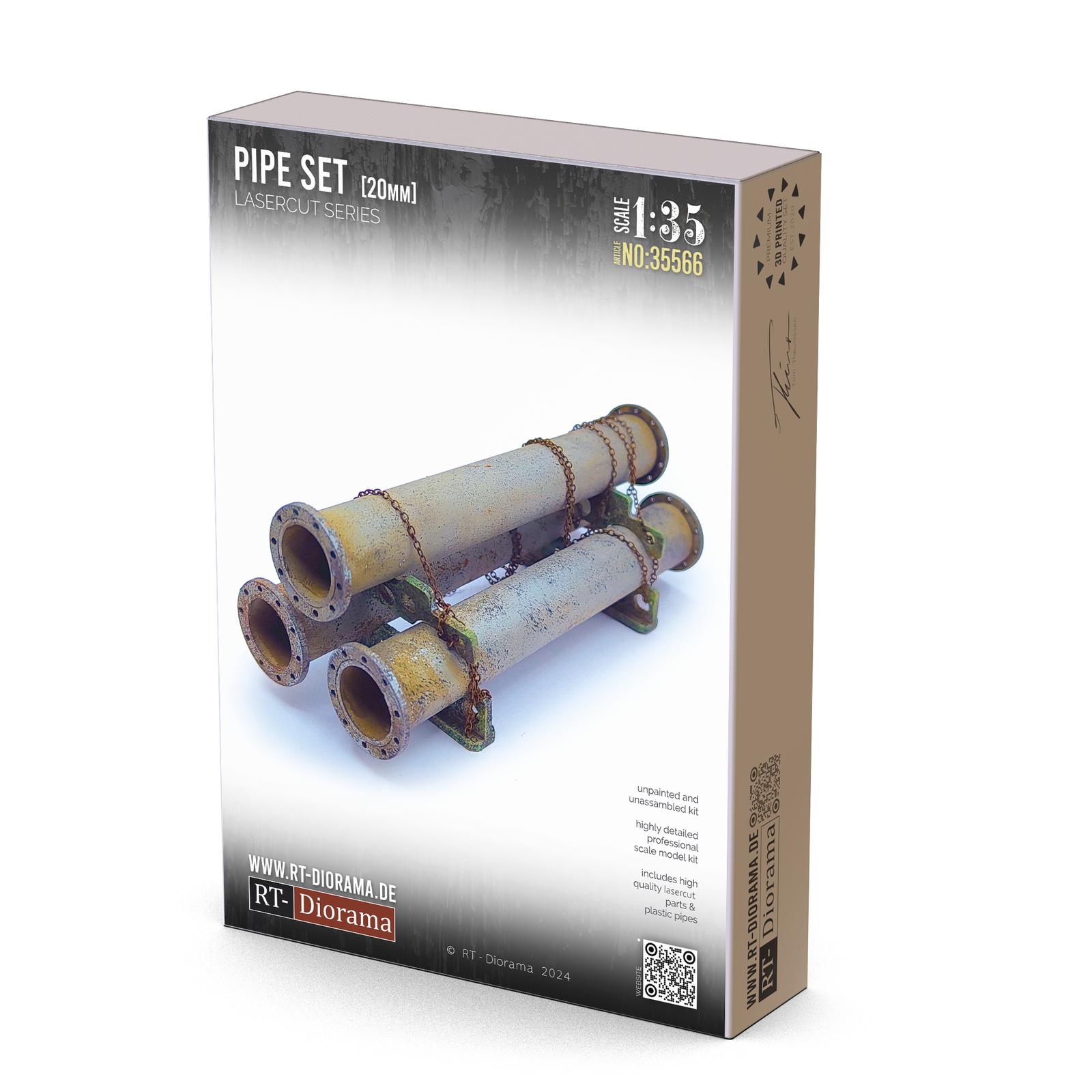RT Diorama 1/35 Pipe Set 20mm (3 pipes) - Hobby Sense