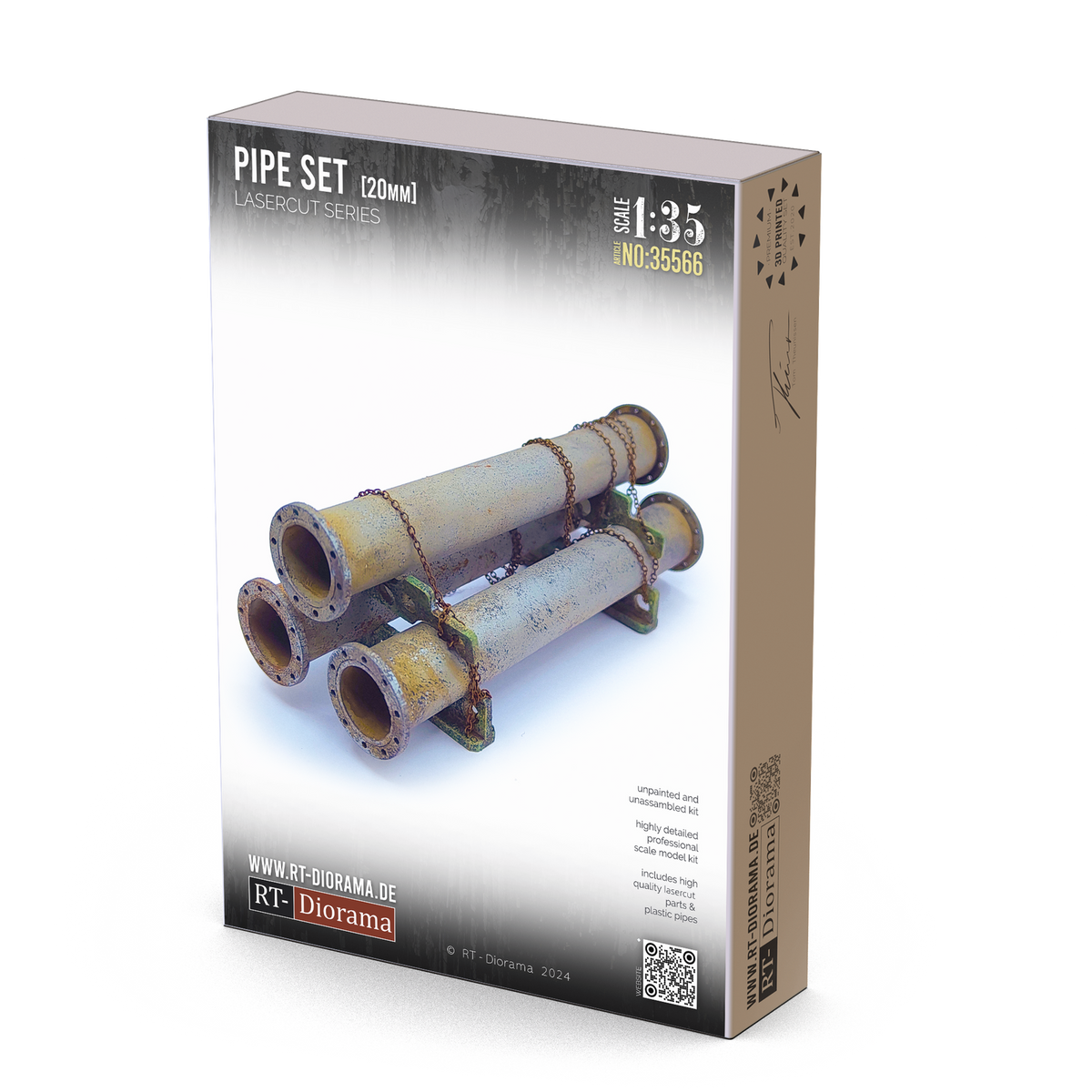 RT Diorama 1/35 Pipe Set 20mm (3 pipes) - Hobby Sense