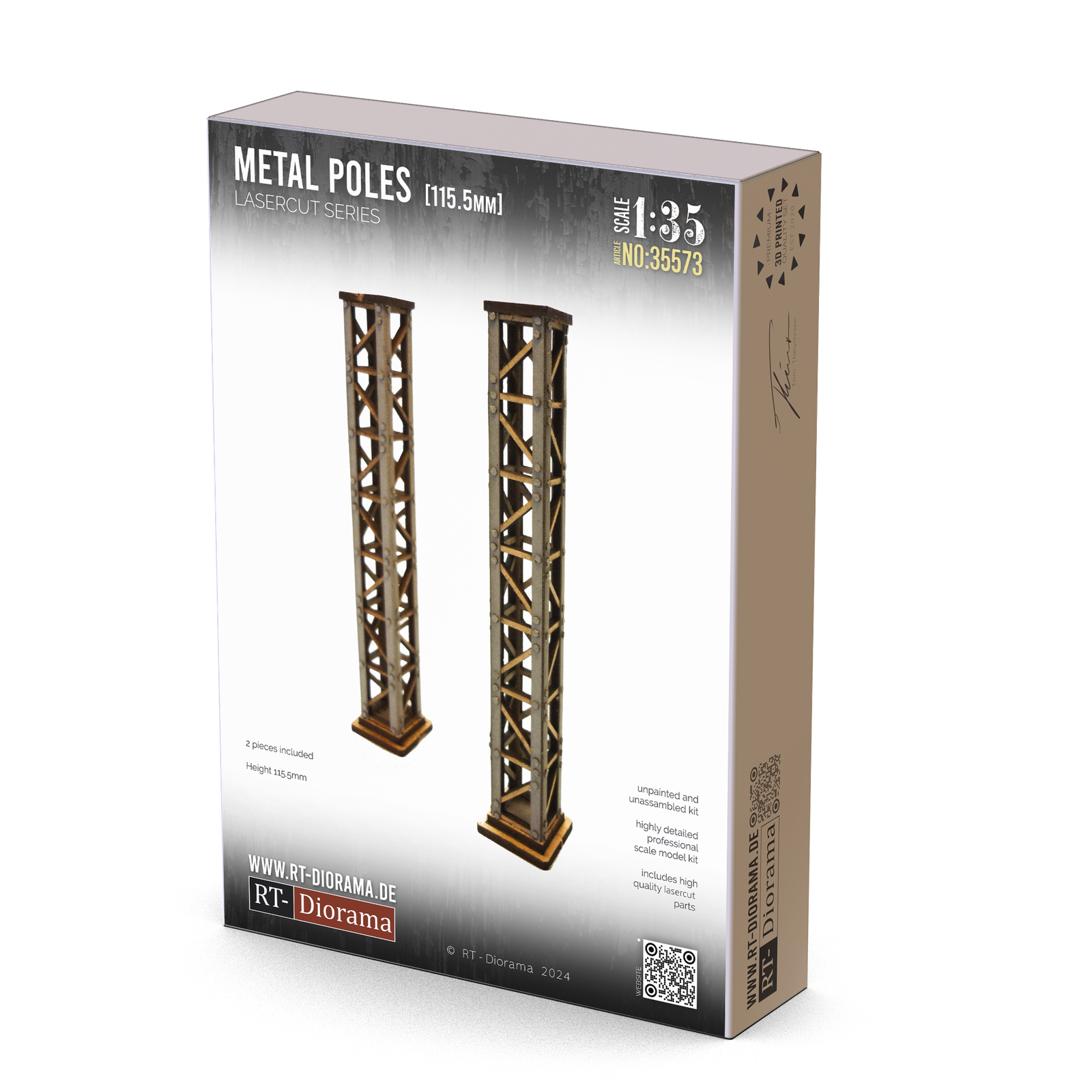 RT Diorama 1/35 Metal poles (2pcs.) 115,5mm - Hobby Sense
