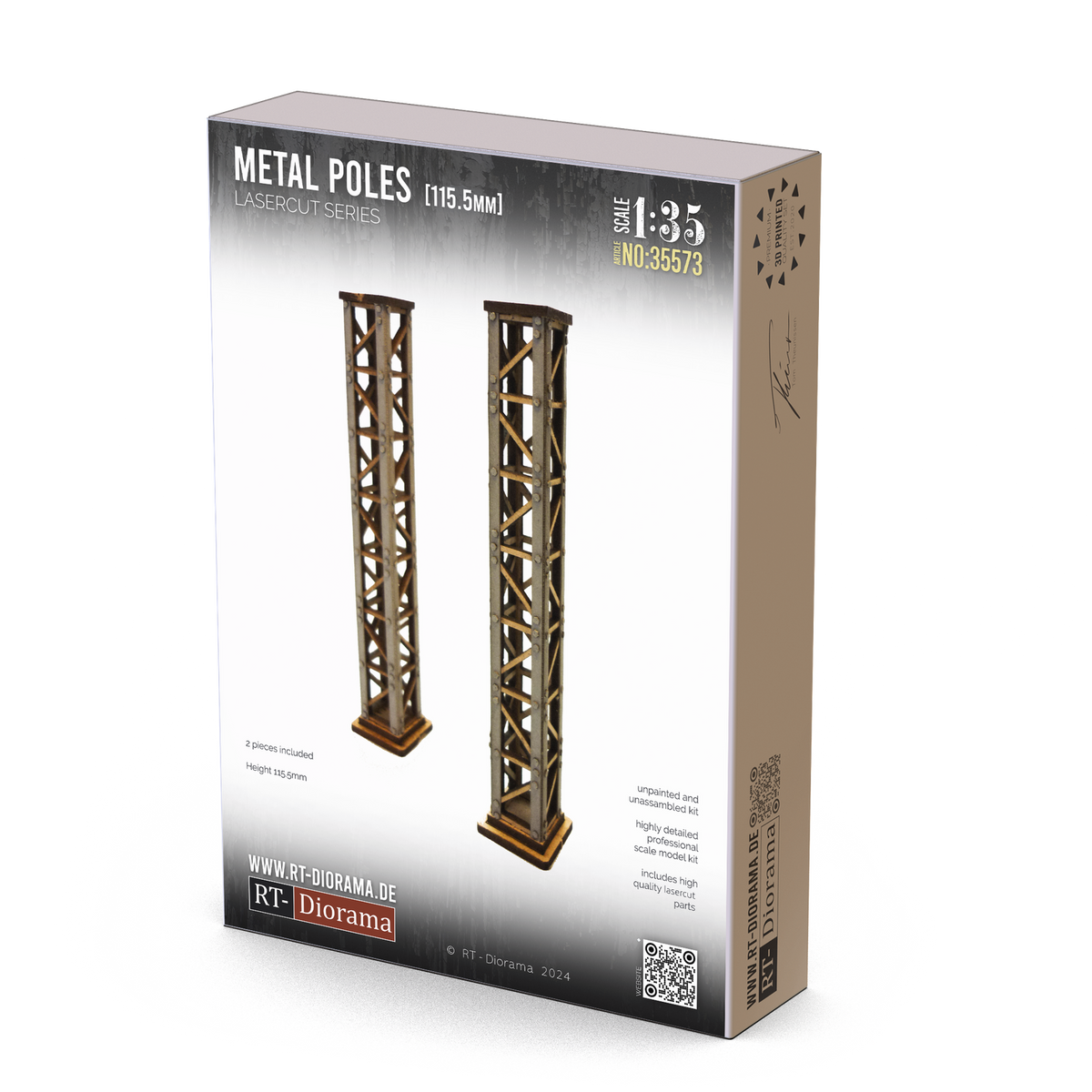 RT Diorama 1/35 Metal poles (2pcs.) 115,5mm - Hobby Sense