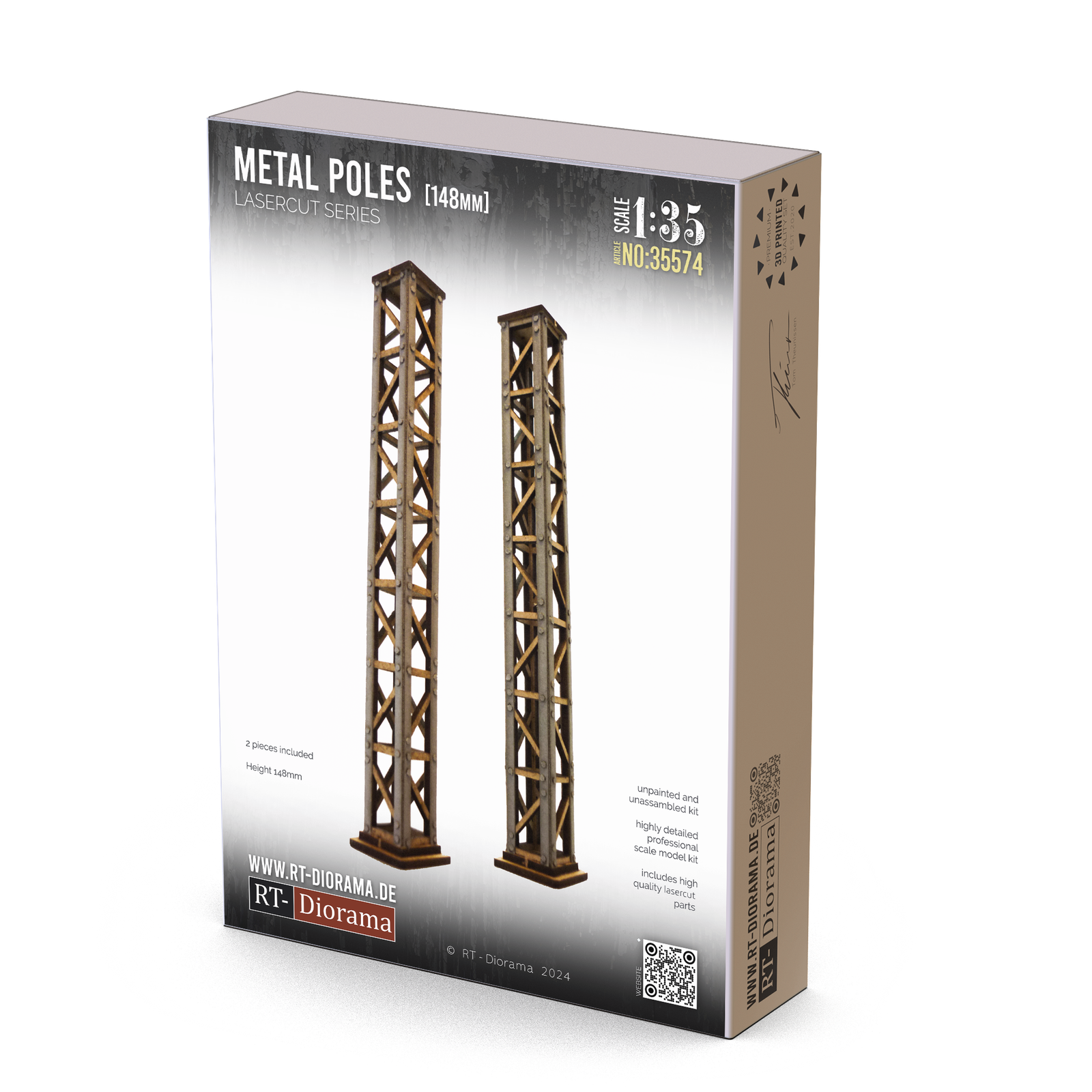 RT Diorama 1/35 Metal Poles 148mm (2 pieces) - Hobby Sense