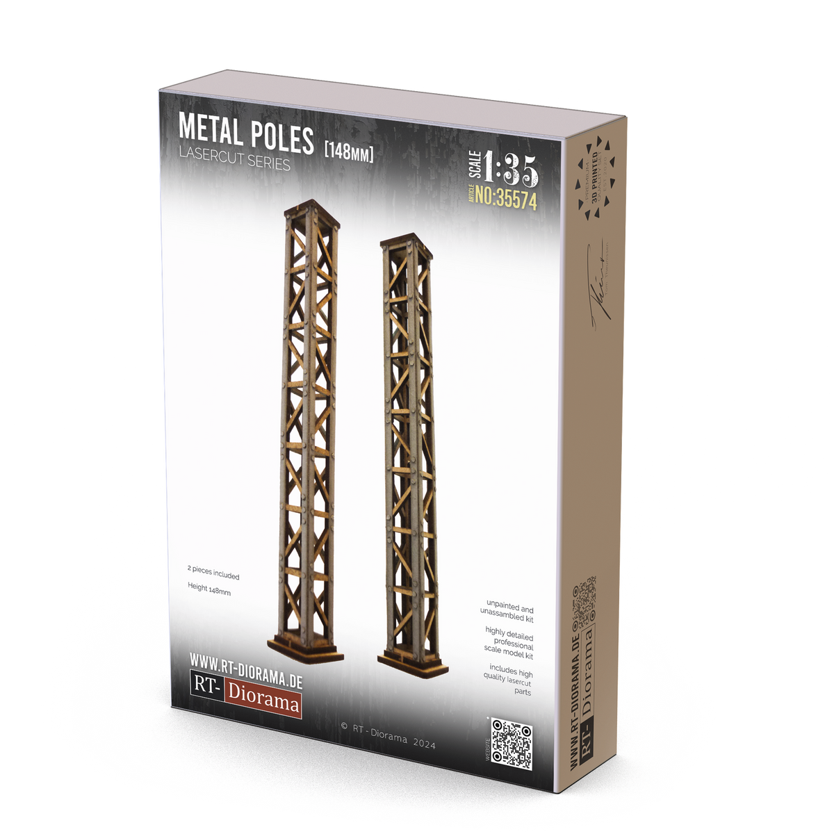 RT Diorama 1/35 Metal Poles 148mm (2 pieces) - Hobby Sense