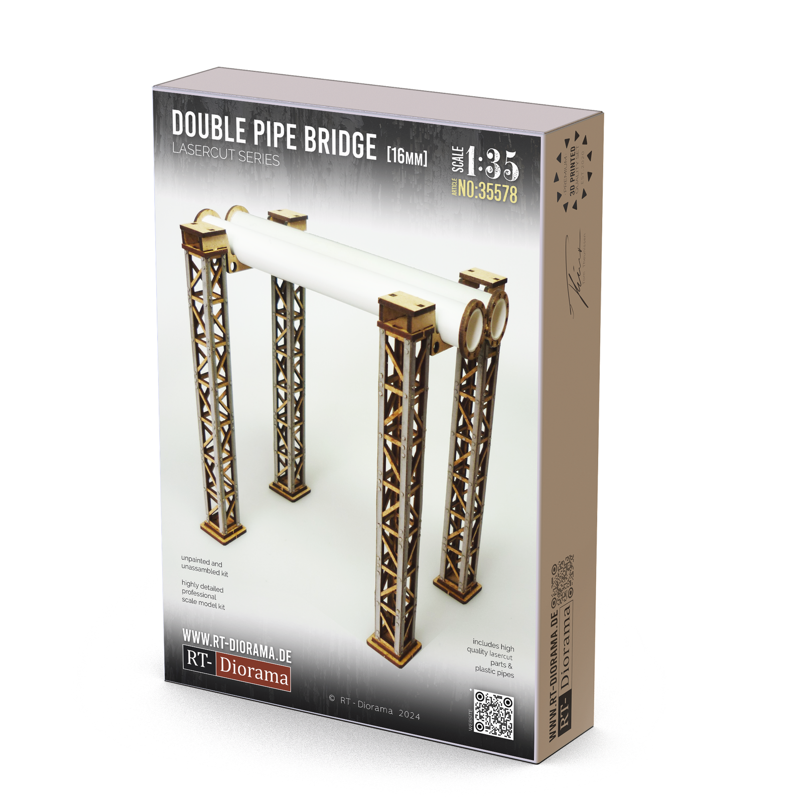 RT Diorama 1/35 Double Pipe Bridge 16mm - Hobby Sense