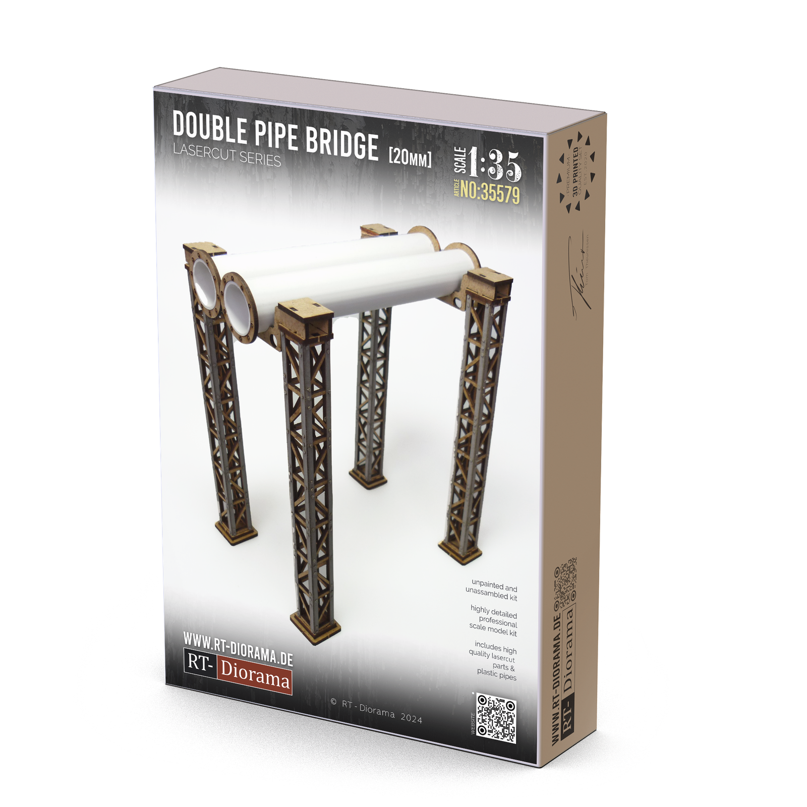 RT Diorama 1/35 Double Pipe Bridge 20mm - Hobby Sense